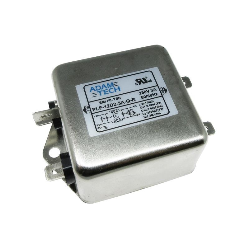 1 pcs : PLF-12D2-3A-Q-R - LINE FILTER 115V/250VAC 3A CHAS