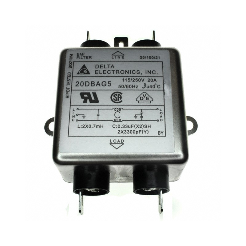 1 pcs : 20DBAG5 - LINE FILTER 115V/250VAC 20A CHAS
