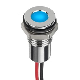 1 pcs - RS PRO Blue Panel Mount Indicator, 12V dc, 8mm Mounting Hole Size, Lead Wires Termination, IP67