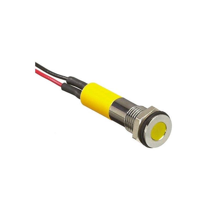 1 pcs - RS PRO Yellow Panel Mount Indicator, 2V dc, 8mm Mounting Hole Size, Lead Wires Termination, IP67
