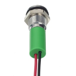 1 pcs - RS PRO Green Panel Mount Indicator, 24V dc, 8mm Mounting Hole Size, Lead Wires Termination, IP67