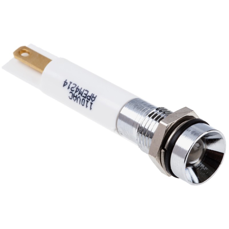 1 pcs - RS PRO White Panel Mount Indicator, 110V ac, 8mm Mounting Hole Size, IP67