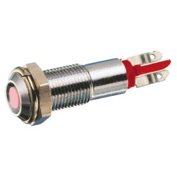 1 pcs - Signal Construct Red Panel Mount Indicator, 12V dc, 8mm Mounting Hole Size, Solder Tab Termination, IP67