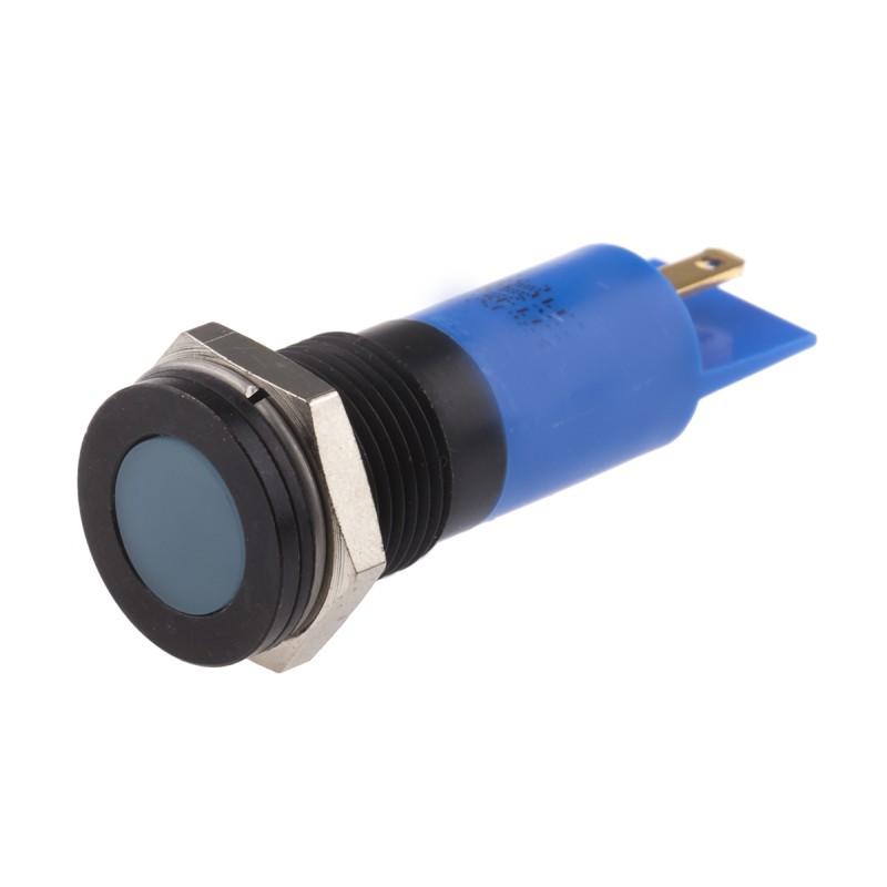 1 pcs - RS PRO Blue Panel Mount Indicator, 24V dc, 14mm Mounting Hole Size, Solder Tab Termination, IP67