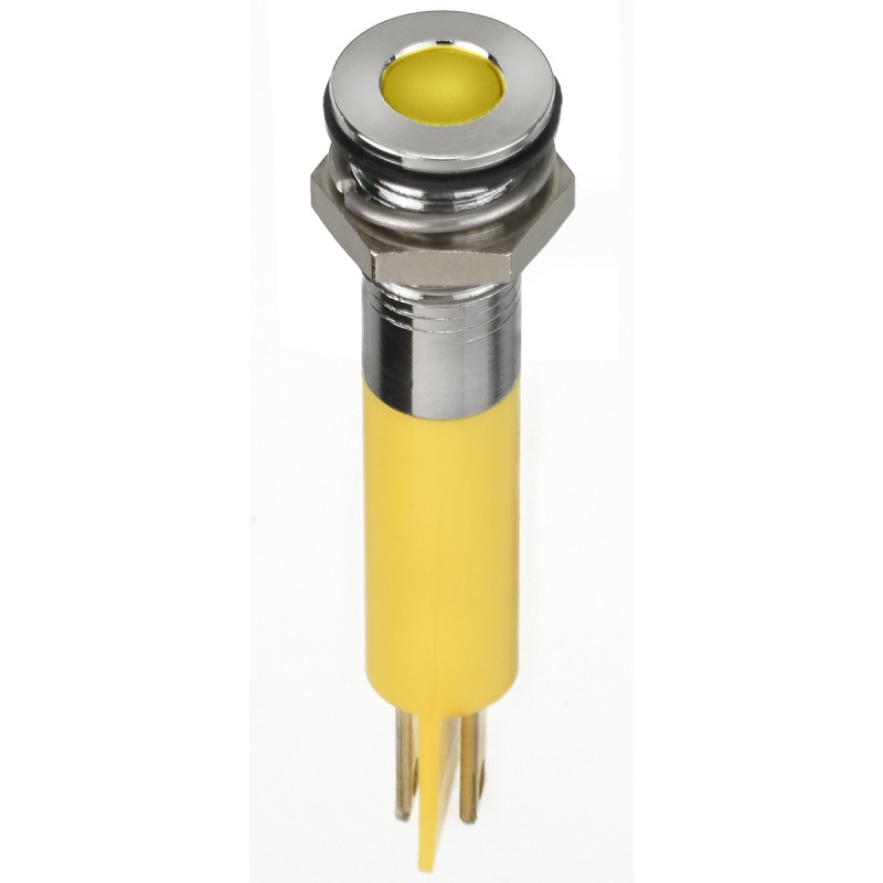 1 pcs - RS PRO Yellow Panel Mount Indicator, 2V dc, 8mm Mounting Hole Size, Faston, Solder Lug Termination, IP67