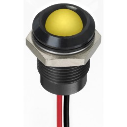 1 pcs - RS PRO Yellow Panel Mount Indicator, 1.8 - 3.3V dc, 14mm Mounting Hole Size, Lead Wires Termination, IP67