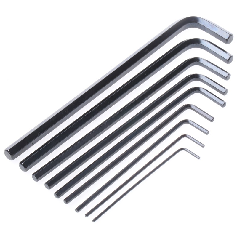 1 Set - RS PRO 9 piece L Shape Imperial Hex Key Set, 1/4 - 7/32in