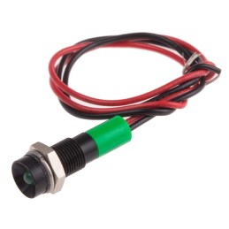 1 pcs - RS PRO Green Panel Mount Indicator, 12V dc, 6mm Mounting Hole Size, Lead Wires Termination, IP67
