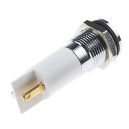1 pcs - RS PRO White Panel Mount Indicator, 24V dc, 14mm Mounting Hole Size, Solder Tab Termination, IP67