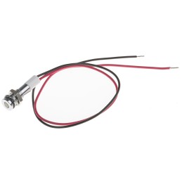1 pcs - RS PRO White Panel Mount Indicator, 12V dc, 6mm Mounting Hole Size, Lead Wires Termination, IP67
