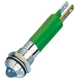 1 pcs - RS PRO Green Panel Mount Indicator, 24V ac/dc, 8mm Mounting Hole Size, Solder Tab Termination, IP67