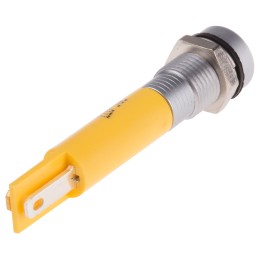 1 pcs - RS PRO Yellow Panel Mount Indicator, 8mm Mounting Hole Size, Solder Tab Termination, IP67