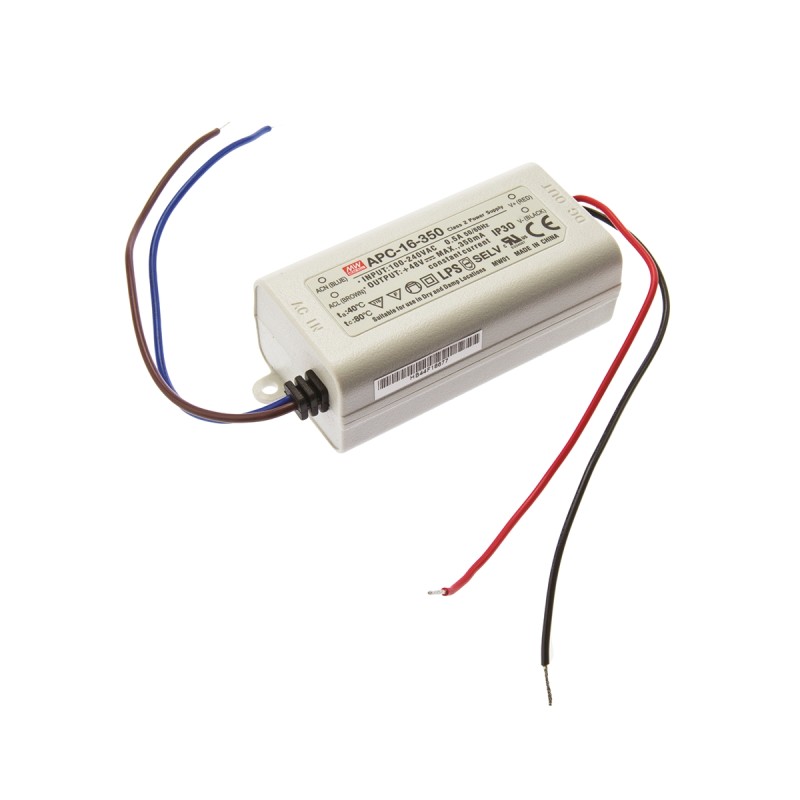 1 pcs - MEAN WELL LED Driver, 12 - 48V Output, 16.8W Output, 350mA Output, Constant Current