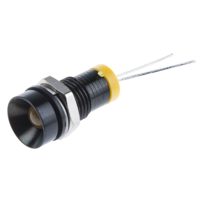 1 pcs - RS PRO Yellow Panel Mount Indicator, 2V dc, 8mm Mounting Hole Size, IP67