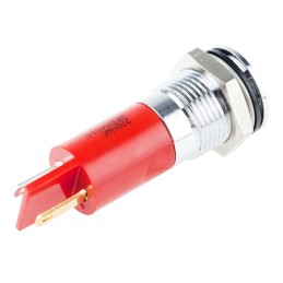 1 pcs - RS PRO Red Panel Mount Indicator, 220V ac, 14mm Mounting Hole Size, Faston, Solder Lug Termination, IP67