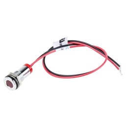 1 pcs - RS PRO Red Panel Mount Indicator, 2V dc, 8mm Mounting Hole Size, Lead Wires Termination, IP67