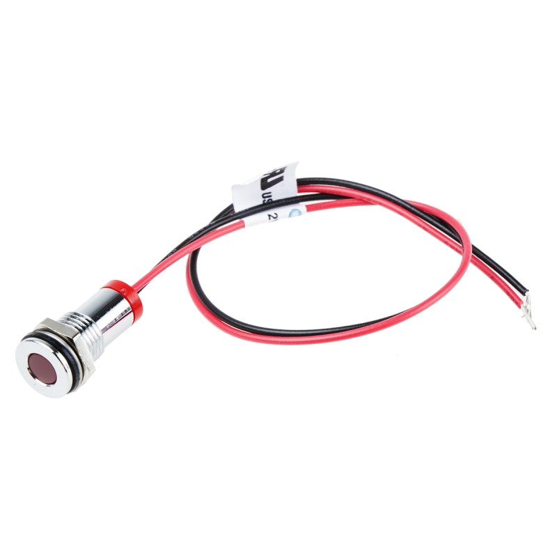 1 pcs - RS PRO Red Panel Mount Indicator, 2V dc, 8mm Mounting Hole Size, Lead Wires Termination, IP67