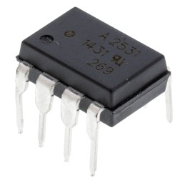 1 pcs - Broadcom, HCPL-2531-000E DC Input Transistor Output Dual Optocoupler, Through Hole, 8-Pin PDIP