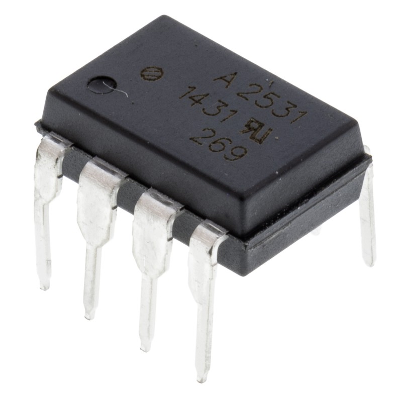 1 pcs - Broadcom, HCPL-2531-000E DC Input Transistor Output Dual Optocoupler, Through Hole, 8-Pin PDIP