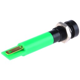 1 pcs - RS PRO Green Panel Mount Indicator, 12V dc, 8mm Mounting Hole Size, Solder Tab Termination