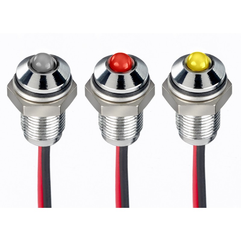 1 pcs - RS PRO Green, Red Panel Mount Indicator, 1.8 - 3.3V dc, 6mm Mounting Hole Size, Lead Wires Termination, IP67