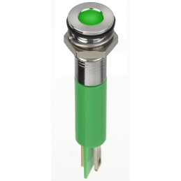 1 pcs - RS PRO Green Panel Mount Indicator, 2V dc, 8mm Mounting Hole Size, Faston, Solder Lug Termination, IP67