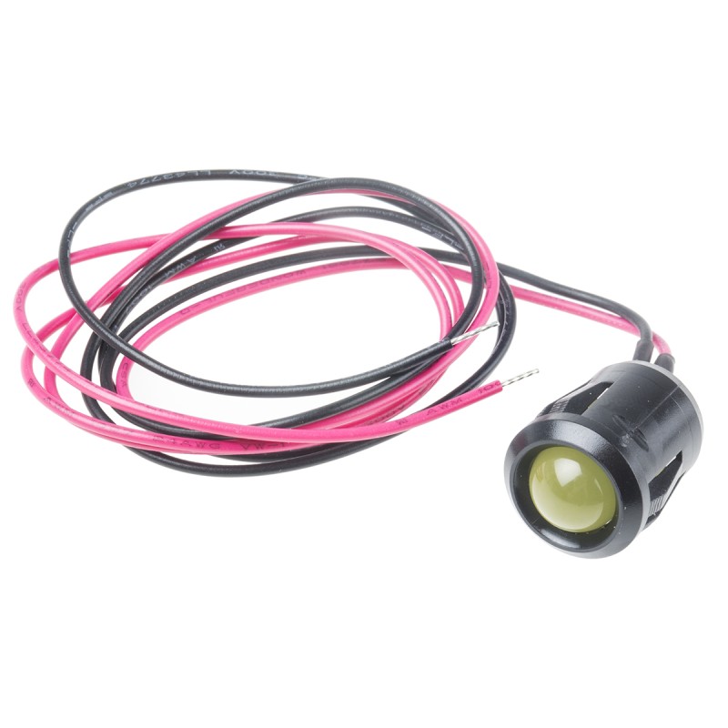 1 pcs - RS PRO Yellow Panel Mount Indicator, 12V dc, 14mm Mounting Hole Size, Lead Wires Termination