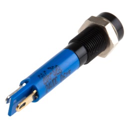1 pcs - RS PRO Blue Panel Mount Indicator, 24V dc, 6mm Mounting Hole Size, Solder Tab Termination