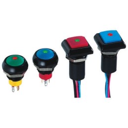 1 pcs - APEM Illuminated Push Button Switch, Momentary, Panel Mount, 13.6mm Cutout, SPST, Red LED, 28V dc, IP67