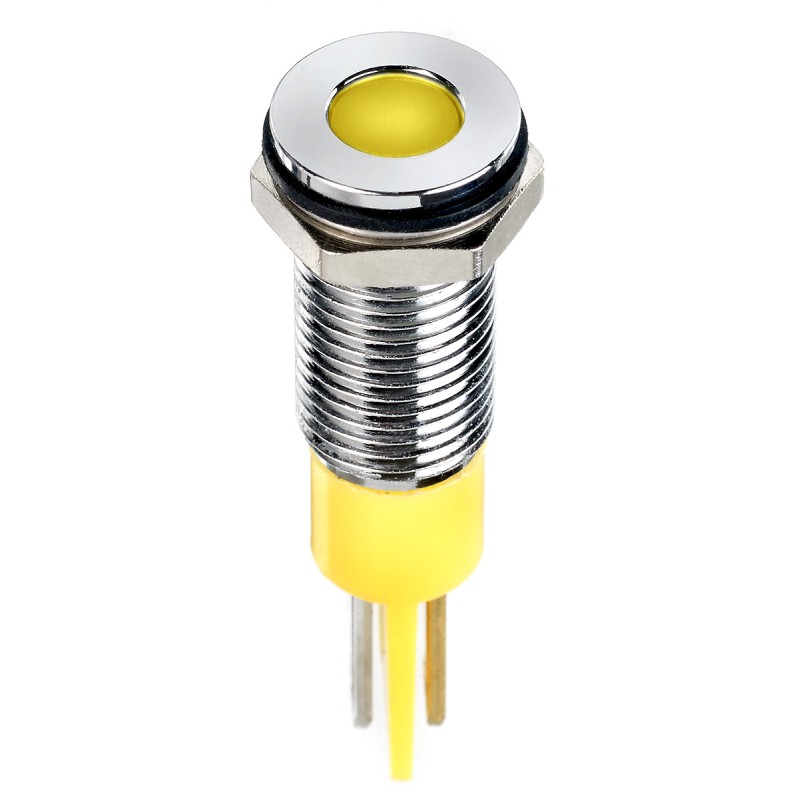 1 pcs - RS PRO Yellow Panel Mount Indicator, 24V dc, 8mm Mounting Hole Size, Faston, Solder Lug Termination, IP67