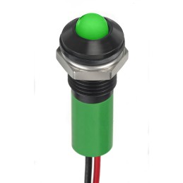1 pcs - RS PRO Green Panel Mount Indicator, 12V dc, 8mm Mounting Hole Size, Lead Wires Termination, IP67