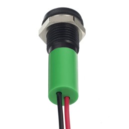 1 pcs - RS PRO Green Panel Mount Indicator, 12V dc, 8mm Mounting Hole Size, Lead Wires Termination, IP67