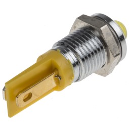 1 pcs - RS PRO Yellow Panel Mount Indicator, 2V dc, 8mm Mounting Hole Size, Solder Tab Termination