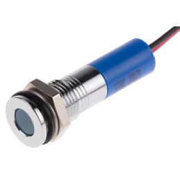 1 pcs - RS PRO Blue Panel Mount Indicator, 12V dc, 8mm Mounting Hole Size, Lead Wires Termination, IP67
