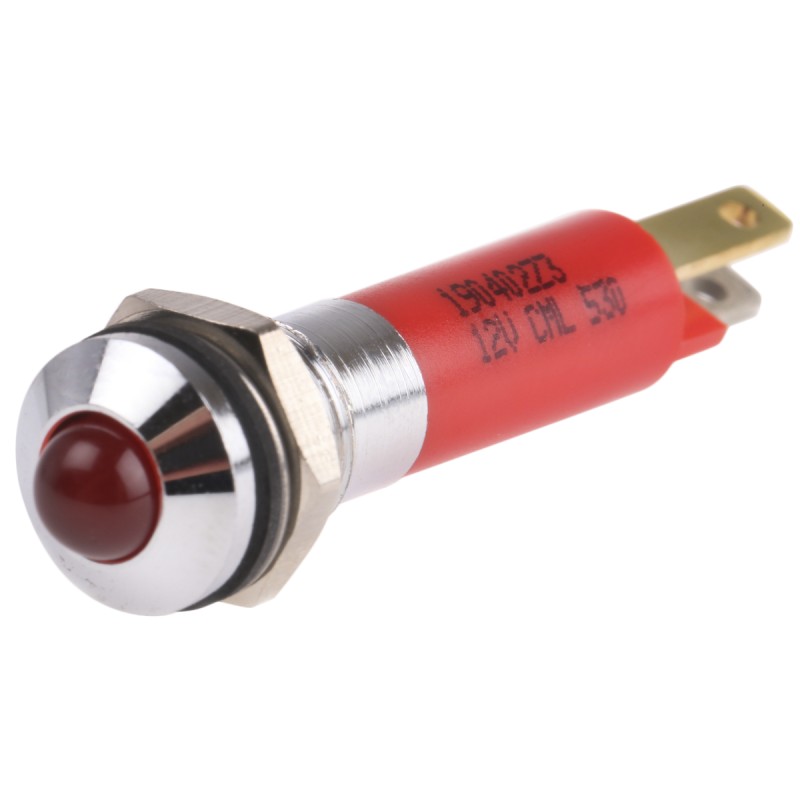 1 pcs - CML Innovative Technologies Red Panel Mount Indicator, 12V, 8mm Mounting Hole Size