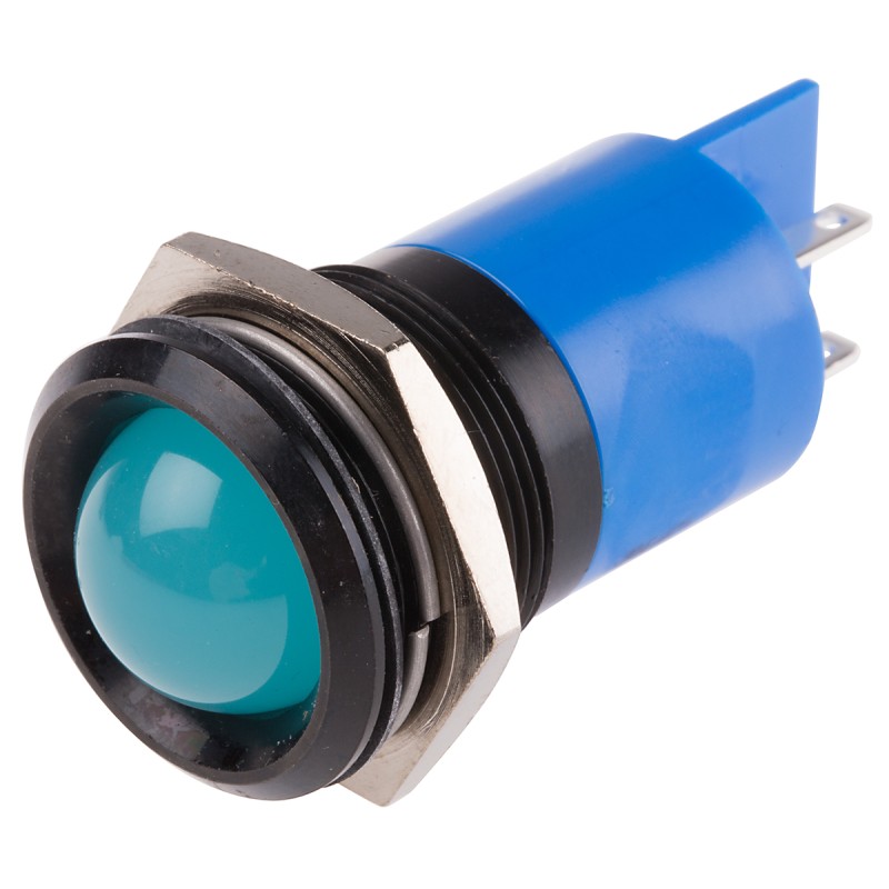 1 pcs - RS PRO Blue Panel Mount Indicator, 24V dc, 22mm Mounting Hole Size, Solder Tab Termination