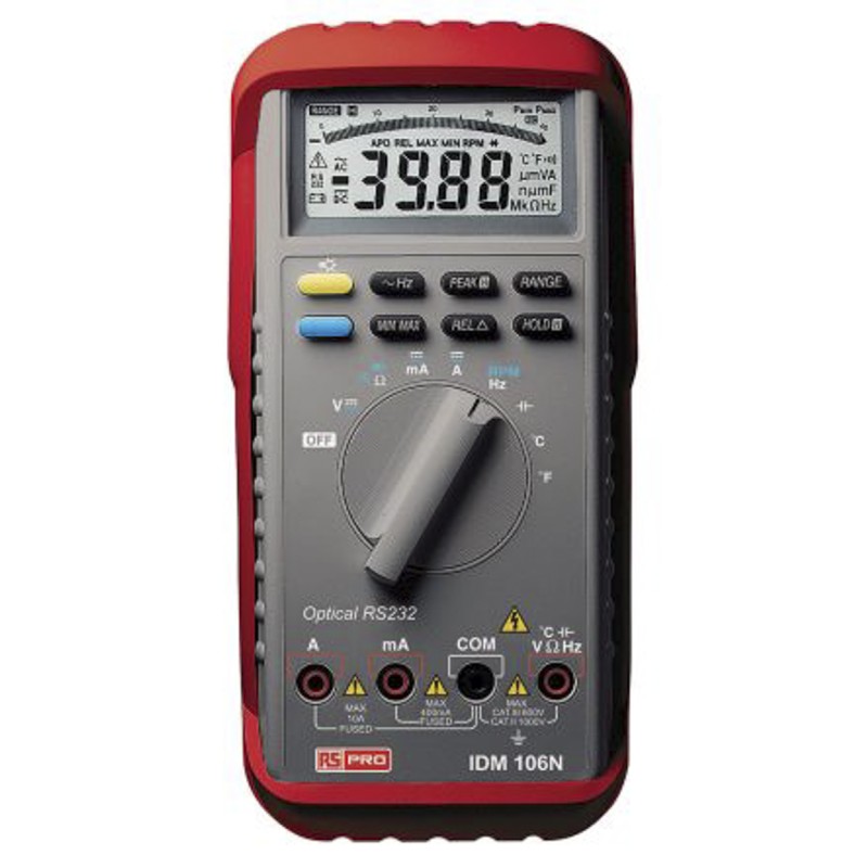 1 pcs - RS PRO IDM106N Handheld Digital Multimeter, True RMS, 10A ac Max, 10A dc Max, 1000V ac Max - RS Calibrated