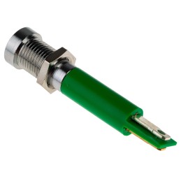 1 pcs - RS PRO Green Panel Mount Indicator, 24V ac/dc, 8mm Mounting Hole Size, Solder Tab Termination, IP67