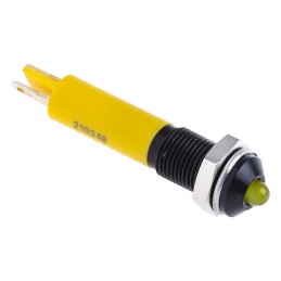 1 pcs - RS PRO Yellow Panel Mount Indicator, 24V dc, 6mm Mounting Hole Size, Solder Tab Termination