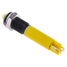 1 pcs - RS PRO Yellow Panel Mount Indicator, 24V dc, 6mm Mounting Hole Size, Solder Tab Termination