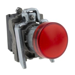 1 pcs - Schneider Electric, Harmony XB4, Panel Mount Red LED Pilot Light, 22mm Cutout, IP66, IP67, IP69(IP69K), 24V ac/dc