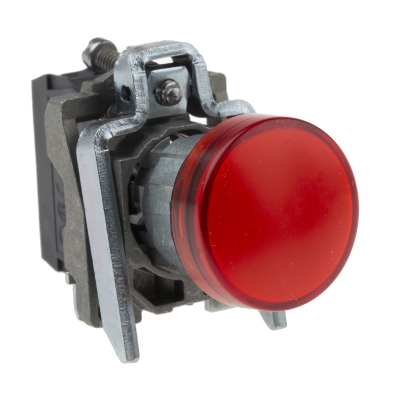 1 pcs - Schneider Electric, Harmony XB4, Panel Mount Red LED Pilot Light, 22mm Cutout, IP66, IP67, IP69(IP69K), 24V ac/dc