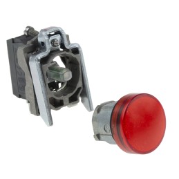 1 pcs - Schneider Electric, Harmony XB4, Panel Mount Red LED Pilot Light, 22mm Cutout, IP66, IP67, IP69(IP69K), 24V ac/dc