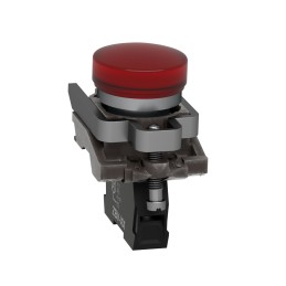 1 pcs - Schneider Electric, Harmony XB4, Panel Mount Red LED Pilot Light, 22mm Cutout, IP66, IP67, IP69(IP69K), 24V ac/dc
