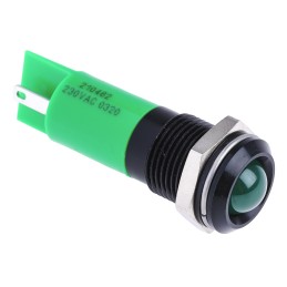 1 pcs - RS PRO Green Panel Mount Indicator, 230V ac, 14mm Mounting Hole Size, IP67