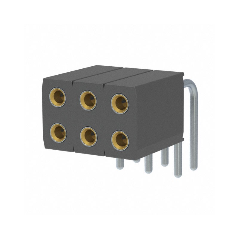 1 pcs : 803-93-006-20-001000 - CONN RCPT 6POS 0.1 GOLD PCB R/A