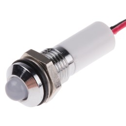 1 pcs - RS PRO White Panel Mount Indicator, 220V ac, 8mm Mounting Hole Size, Lead Wires Termination, IP67