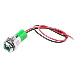 1 pcs - RS PRO Green Panel Mount Indicator, 220V ac, 14mm Mounting Hole Size, Lead Wires Termination, IP67