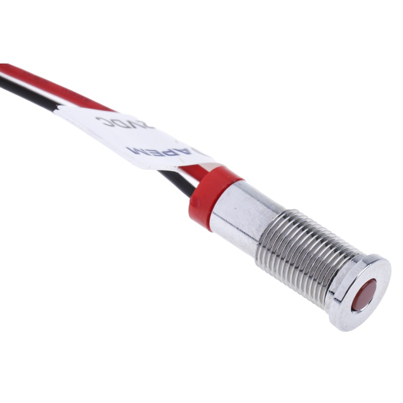 1 pcs - RS PRO Red Panel Mount Indicator, 2V dc, 6mm Mounting Hole Size, Lead Wires Termination, IP67