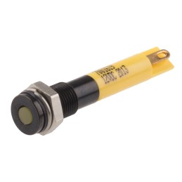 1 pcs - RS PRO Yellow Panel Mount Indicator, 12V dc, 6mm Mounting Hole Size, Solder Tab Termination, IP67